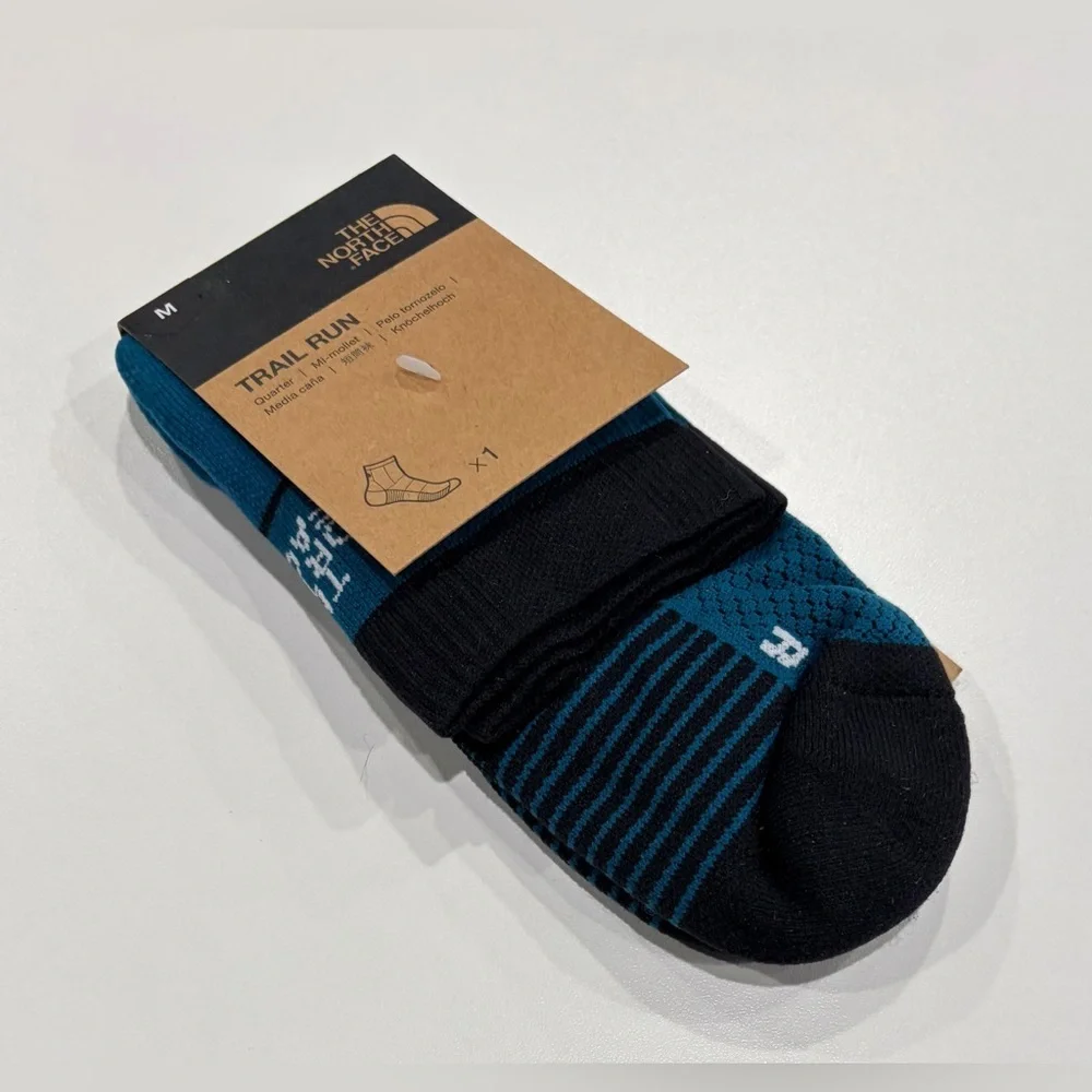 The North Face Adult Men's Medium Trail Run Quarter Socks Dusk Blue NWT Cushion